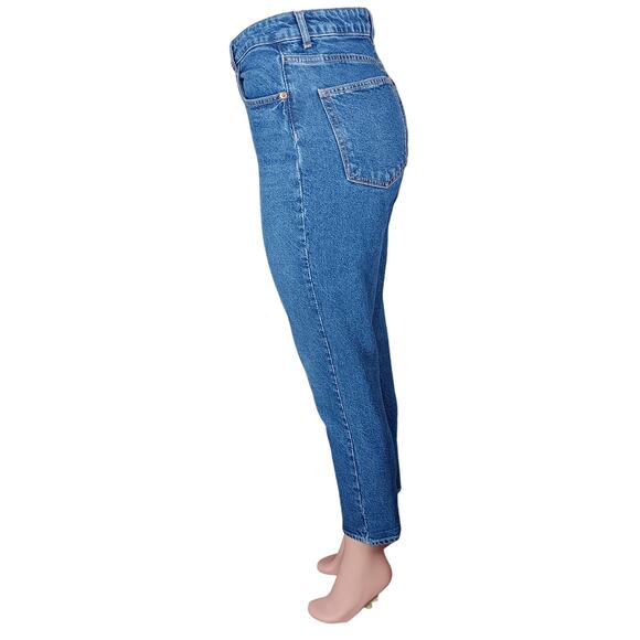 H&M High Waist Mom Jeans Size 8 Blue Straight skinny Legs Zipper Button Closure - Picture 4 of 12
